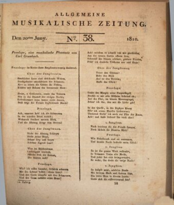 Allgemeine musikalische Zeitung Mittwoch 20. Juni 1810