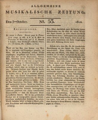 Allgemeine musikalische Zeitung Mittwoch 3. Oktober 1810