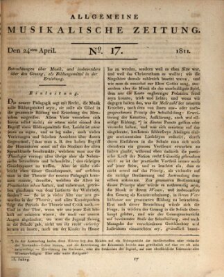 Allgemeine musikalische Zeitung Mittwoch 24. April 1811