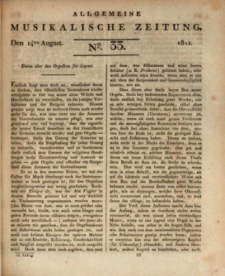 Allgemeine musikalische Zeitung Mittwoch 14. August 1811