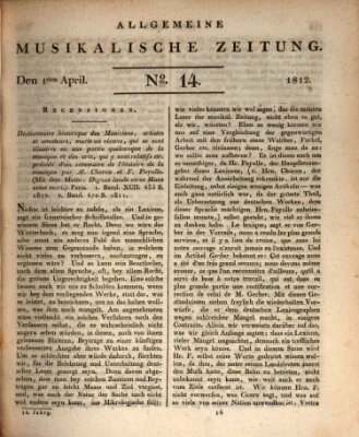 Allgemeine musikalische Zeitung Mittwoch 1. April 1812