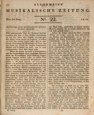 Allgemeine musikalische Zeitung Mittwoch 2. Juni 1813