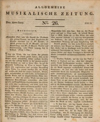 Allgemeine musikalische Zeitung Mittwoch 30. Juni 1813