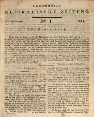 Allgemeine musikalische Zeitung Mittwoch 5. Januar 1814