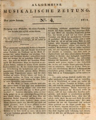 Allgemeine musikalische Zeitung Mittwoch 26. Januar 1814