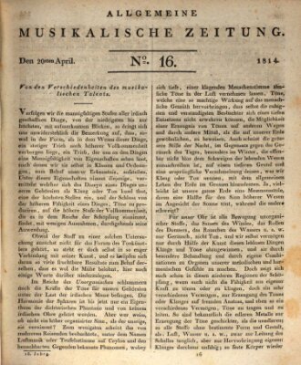 Allgemeine musikalische Zeitung Mittwoch 20. April 1814