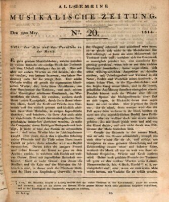 Allgemeine musikalische Zeitung Mittwoch 18. Mai 1814