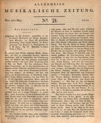 Allgemeine musikalische Zeitung Mittwoch 25. Mai 1814