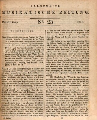 Allgemeine musikalische Zeitung Mittwoch 8. Juni 1814