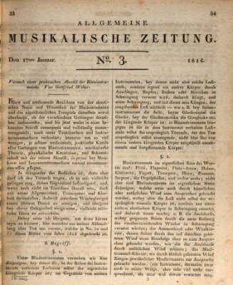 Allgemeine musikalische Zeitung Mittwoch 17. Januar 1816