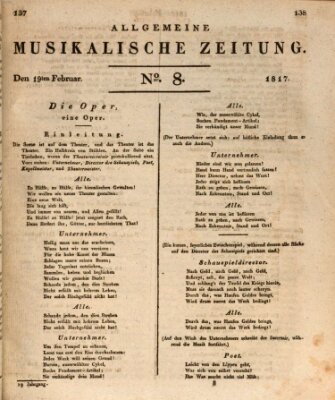 Allgemeine musikalische Zeitung Mittwoch 19. Februar 1817