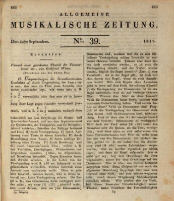Allgemeine musikalische Zeitung Mittwoch 24. September 1817