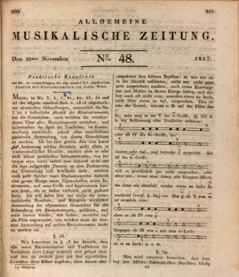 Allgemeine musikalische Zeitung Mittwoch 26. November 1817
