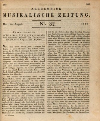 Allgemeine musikalische Zeitung Mittwoch 12. August 1818