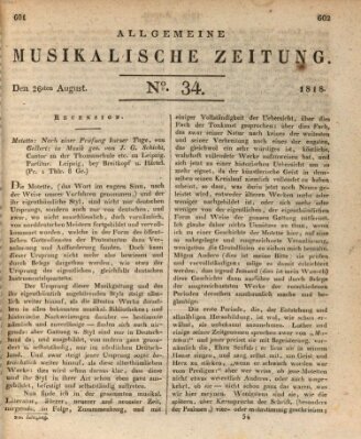 Allgemeine musikalische Zeitung Mittwoch 26. August 1818