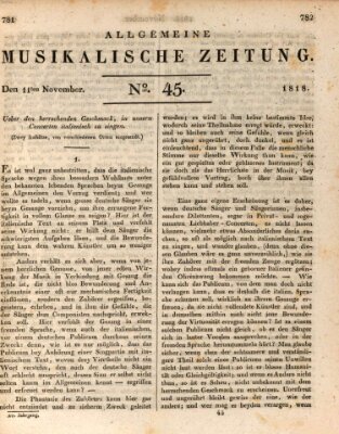 Allgemeine musikalische Zeitung Mittwoch 11. November 1818