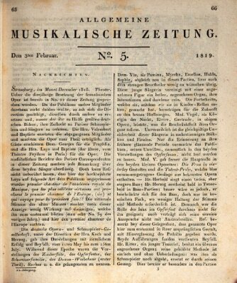 Allgemeine musikalische Zeitung Mittwoch 3. Februar 1819