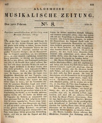 Allgemeine musikalische Zeitung Mittwoch 24. Februar 1819