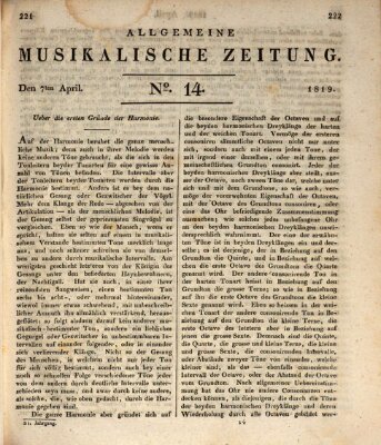 Allgemeine musikalische Zeitung Mittwoch 7. April 1819