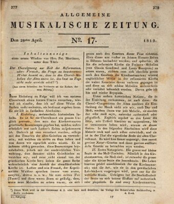 Allgemeine musikalische Zeitung Mittwoch 28. April 1819