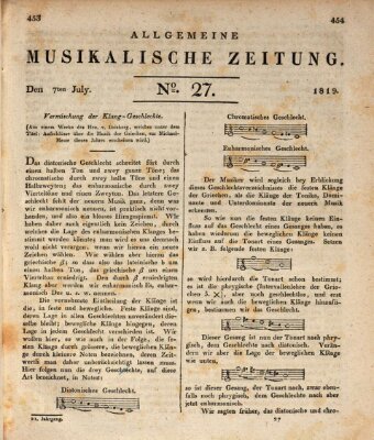 Allgemeine musikalische Zeitung Mittwoch 7. Juli 1819