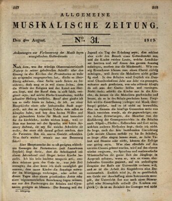 Allgemeine musikalische Zeitung Mittwoch 4. August 1819