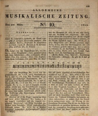 Allgemeine musikalische Zeitung Mittwoch 8. März 1820