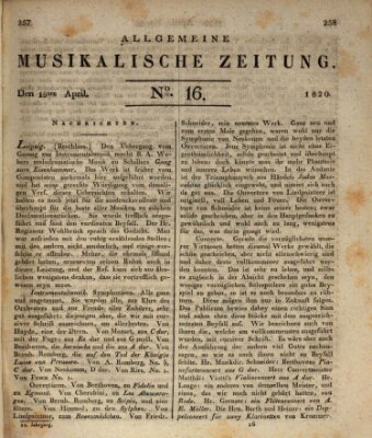 Allgemeine musikalische Zeitung Mittwoch 19. April 1820