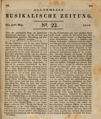 Allgemeine musikalische Zeitung Mittwoch 31. Mai 1820