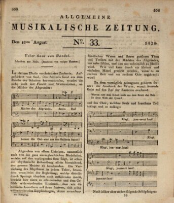 Allgemeine musikalische Zeitung Mittwoch 16. August 1820