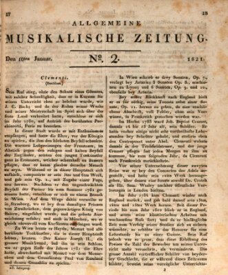 Allgemeine musikalische Zeitung Mittwoch 10. Januar 1821