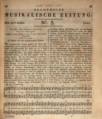 Allgemeine musikalische Zeitung Mittwoch 31. Januar 1821