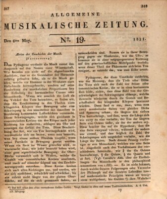 Allgemeine musikalische Zeitung Mittwoch 9. Mai 1821