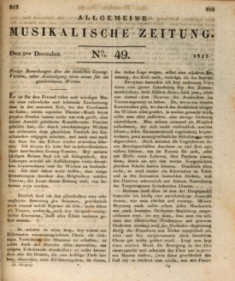 Allgemeine musikalische Zeitung Mittwoch 5. Dezember 1821