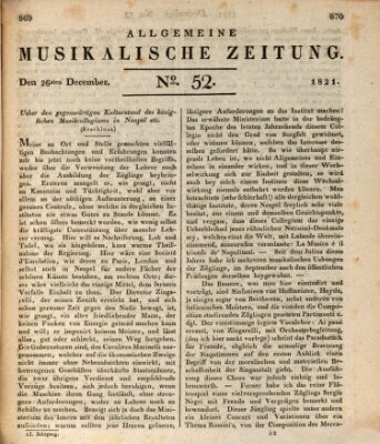 Allgemeine musikalische Zeitung Mittwoch 26. Dezember 1821