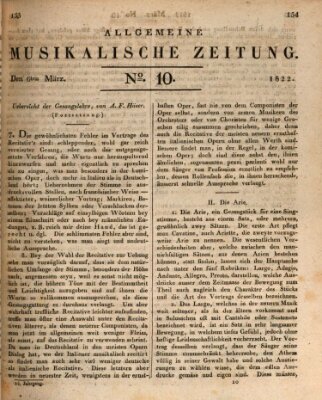 Allgemeine musikalische Zeitung Mittwoch 6. März 1822