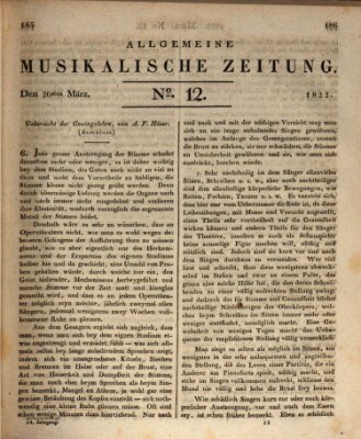 Allgemeine musikalische Zeitung Mittwoch 20. März 1822