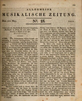 Allgemeine musikalische Zeitung Mittwoch 1. Mai 1822
