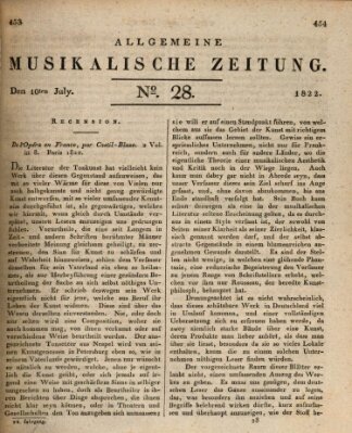 Allgemeine musikalische Zeitung Mittwoch 10. Juli 1822