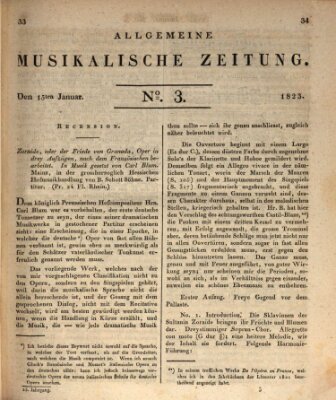 Allgemeine musikalische Zeitung Mittwoch 15. Januar 1823