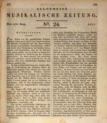 Allgemeine musikalische Zeitung Mittwoch 11. Juni 1823