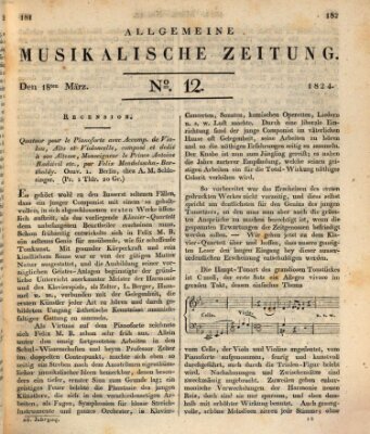 Allgemeine musikalische Zeitung Donnerstag 18. März 1824