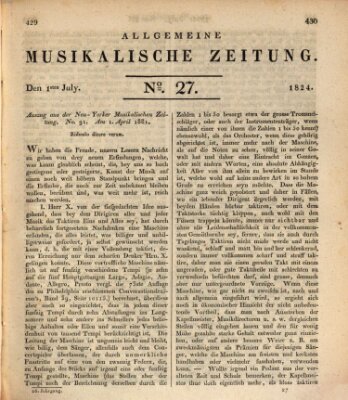 Allgemeine musikalische Zeitung Donnerstag 1. Juli 1824