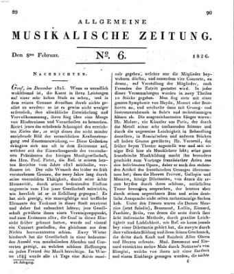 Allgemeine musikalische Zeitung Mittwoch 8. Februar 1826