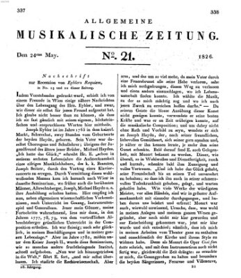Allgemeine musikalische Zeitung Mittwoch 24. Mai 1826