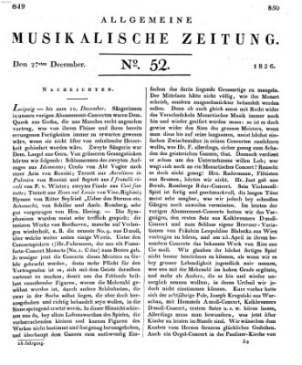 Allgemeine musikalische Zeitung Mittwoch 27. Dezember 1826
