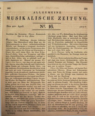 Allgemeine musikalische Zeitung Mittwoch 18. April 1827