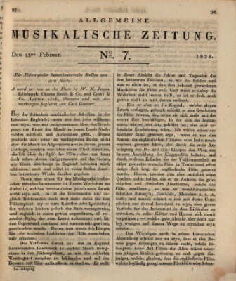 Allgemeine musikalische Zeitung Mittwoch 13. Februar 1828