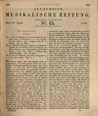Allgemeine musikalische Zeitung Mittwoch 9. April 1828