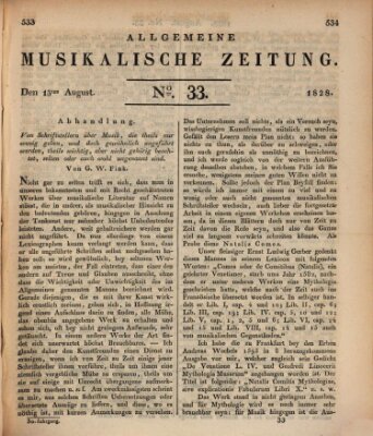 Allgemeine musikalische Zeitung Mittwoch 13. August 1828